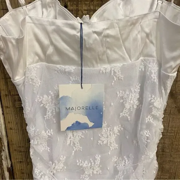 NWT Majorelle Leonie Gown White lace maxi rosette ruched bodycon slip Revolve M - Picture 7 of 8